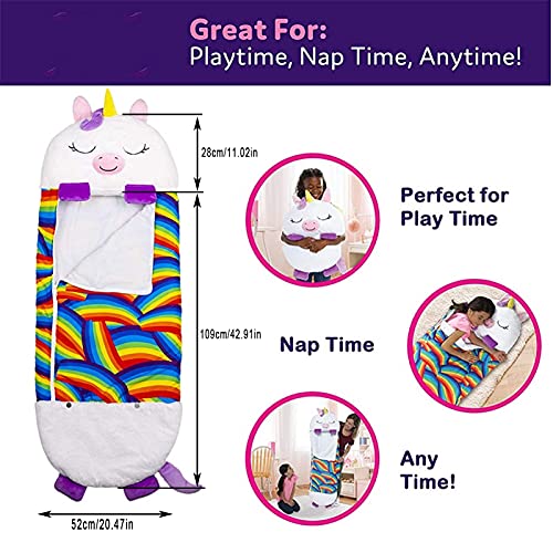 Saco De Dormir para Niños, Happy Nappers, Saco De Dormir para Niños 2 En 1, Saco De Dormir para Bebé De Dibujos Animados Cálido Suave Cálido Cómodo E Interesante 4-10 Años (H)