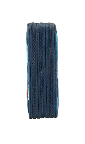 safta 442029857 Estuche Triple Escolar con 36 Útiles Incluidos Blue Vibes, 125x55x195mm, Azul