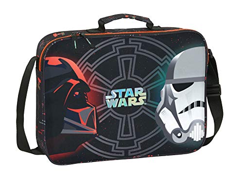 Safta 612101385 Cartera Extraescolares de Star Wars The Dark Side, 380x60x280mm, Negro/Naranja