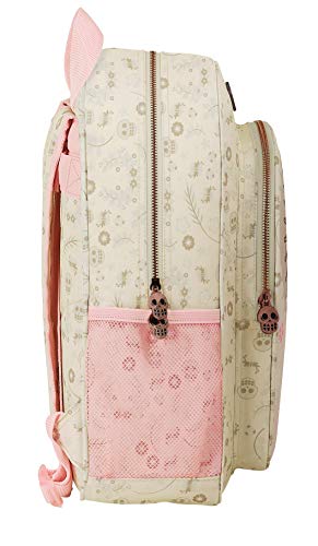 Safta 612163M640 Mochila Escolar Junior de Catrinas Mariko, 320x120x380mm, Crema/Rosa Palo, M