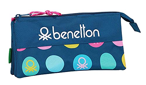 safta 812050744 Estuche portatodo Triple Escolar Benetton, Azul