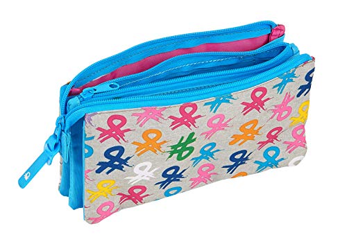 safta 812052744 Estuche portatodo Triple Escolar Benetton, Multicolor