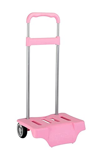 safta Carro Para Mochilas Escolares Muy ligero Ruedas Resistentes Con Asa Extraíble, Rosa Claro, 85 cm (641088905)