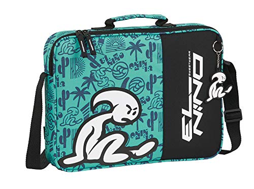 Safta Cartera Extraescolares de El Niño Beach Party, Verde/Negro, 380x60x280mm