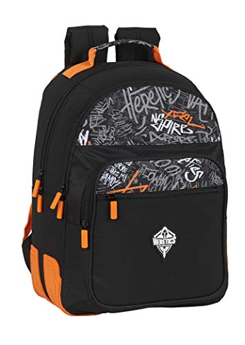 Safta M773, Mochila Unisex niños, Gris/Naranja, 320x150x420 mm