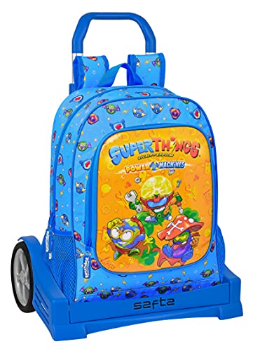 Safta Mochila 522 Espalda Ergonómica con Carro Evolution de Superthings Serie 7, 320x140x420 mm, Azul/Multicolor