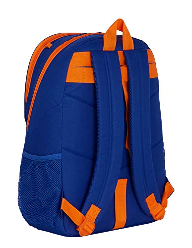 Safta Mochila Adaptable Carro Porta Balón Valencia Basket, Azul/Naranja, 320x160x440 mm