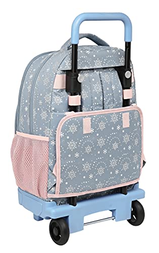 Safta Mochila Escolar con Carro Incluido y Espalda Acolchada de Frozen II Magical Seasons, 330x220x450 mm, Gris Azulado/Rosa Claro