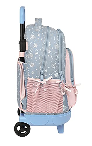 Safta Mochila Escolar con Carro Incluido y Espalda Acolchada de Frozen II Magical Seasons, 330x220x450 mm, Gris Azulado/Rosa Claro