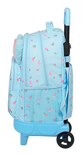 Safta Mochila Escolar con Carro Incluido y Espalda Acolchada de Nanana, 330x220x450 mm, Azul Claro