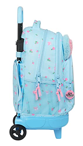 Safta Mochila Escolar con Carro Incluido y Espalda Acolchada de Nanana, 330x220x450 mm, Azul Claro