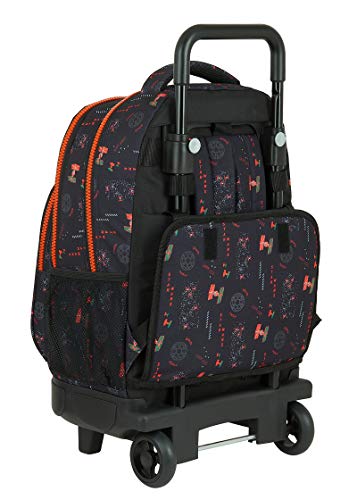 Safta Mochila Escolar con Carro Incluido y Espalda Acolchada de Star Wars The Dark Side, 330x220x450mm, Negro/Naranja, M (M918)