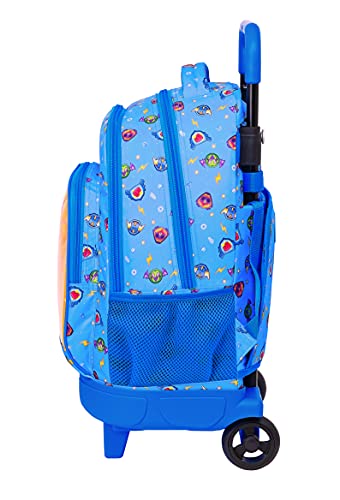 Safta Mochila Escolar con Carro Incluido y Espalda Acolchada de Superthings Serie 7, 330x220x450 mm, Azul/Multicolor