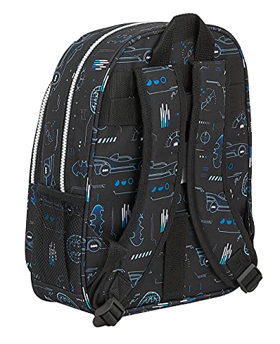 Safta Mochila Escolar Infantil de Batman Bat-Tech, 270x100x330 mm, Negro