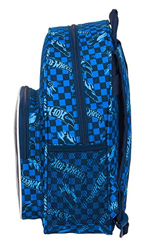 Safta Mochila Escolar Infantil de Hot Wheels, 270x100x330mm, azul, M