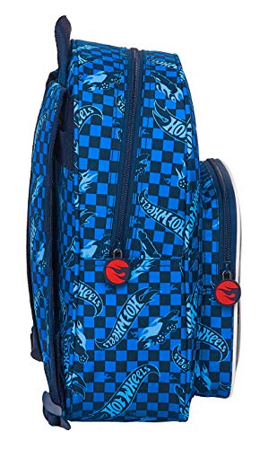 Safta Mochila Escolar Infantil de Hot Wheels, 270x100x330mm, azul, M