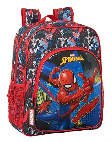 Safta Mochila Escolar Junior de SpiderMan Go Hero, 320x120x380mm, negro/rojo, m (M640)