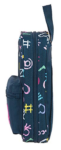 Safta Neceser con 4 Estuches de Benetton Dot Com, 120x50x230mm, azul marino/multicolor