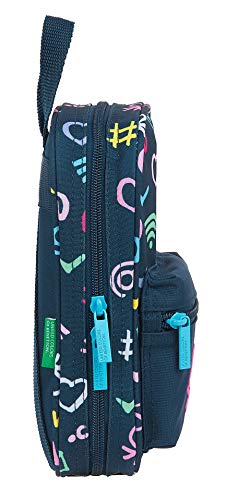 Safta Neceser con 4 Estuches de Benetton Dot Com, 120x50x230mm, azul marino/multicolor