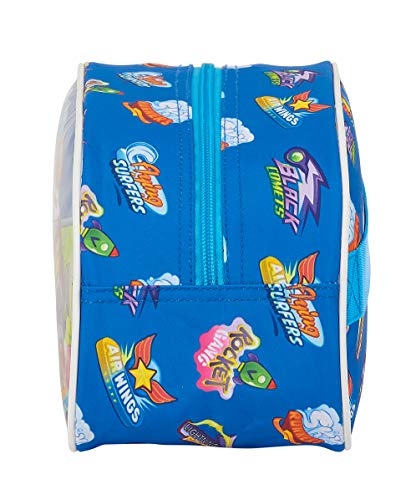 Safta Neceser Escolar Infantil Mediano con Asa de Superzings Serie 5, Azul, 260x120x150mm