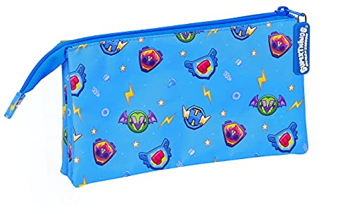 Safta Portatodo Triple de Superthings Serie 7, 220x30x120 mm, Azul/Multicolor