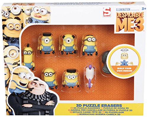 Sambro- Despicable Minions Pack de 8 Puzzles Goma, Color Amarillo (MIN13-6341)