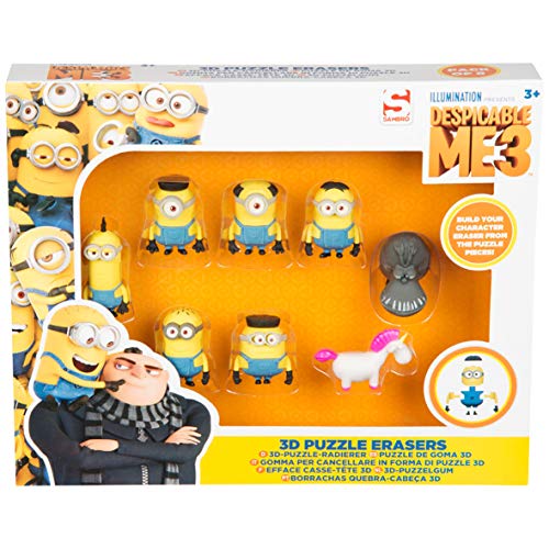 Sambro- Despicable Minions Pack de 8 Puzzles Goma, Color Amarillo (MIN13-6341)