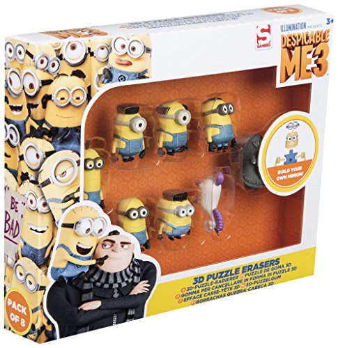 Sambro- Despicable Minions Pack de 8 Puzzles Goma, Color Amarillo (MIN13-6341)