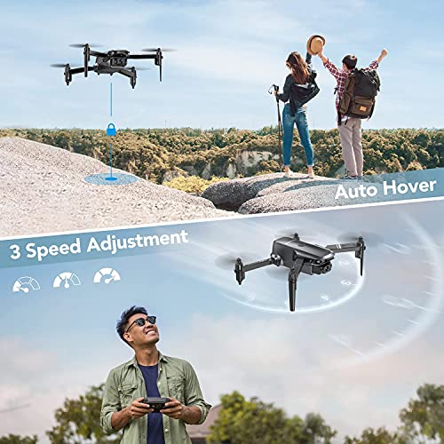 Sansisco D15 Mini Drone con Camara 1080P, Drone Plegable con FPV WiFi, Control de Gravedad, Fotografía de Gesto, Ruta de Vuelo Personalizada, Drone para Principiantes con Modo sin Cabeza