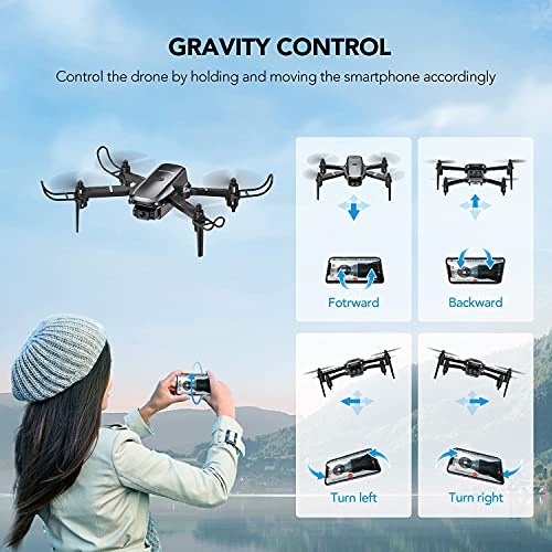 Sansisco D15 Mini Drone con Camara 1080P, Drone Plegable con FPV WiFi, Control de Gravedad, Fotografía de Gesto, Ruta de Vuelo Personalizada, Drone para Principiantes con Modo sin Cabeza