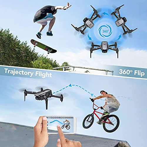 Sansisco D15 Mini Drone con Camara 1080P, Drone Plegable con FPV WiFi, Control de Gravedad, Fotografía de Gesto, Ruta de Vuelo Personalizada, Drone para Principiantes con Modo sin Cabeza