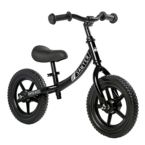 Sawyer - Bicicleta Sin Pedales Ultraligera - Niños 2, 3, 4 y 5 años (Negro)