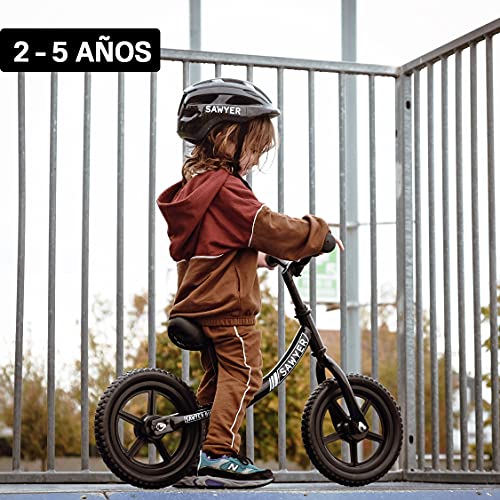 Sawyer - Bicicleta Sin Pedales Ultraligera - Niños 2, 3, 4 y 5 años (Negro)