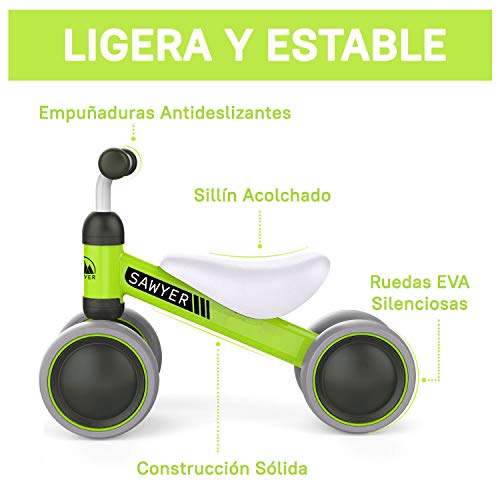 Sawyer - Correpasillos/Bicicleta Sin Pedales - Niños 10 a 24 Meses - Bebes 1 año (Verde)