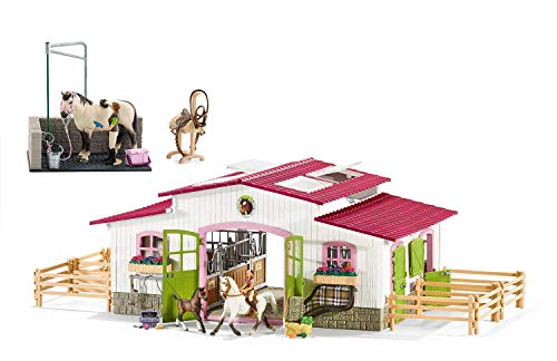 Schleich 42104 Lavabo y 42344 Jaula con jinetes y caballos, juego de 2