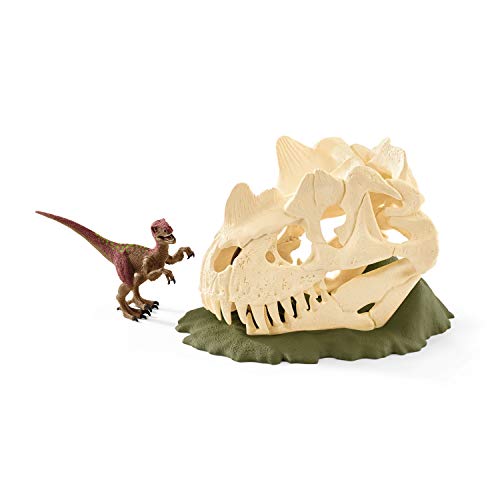 Schleich 42348 Set de juego para dinosaurios - gran trampa de cráneo con Velociraptor, juguetes a partir de 4 años