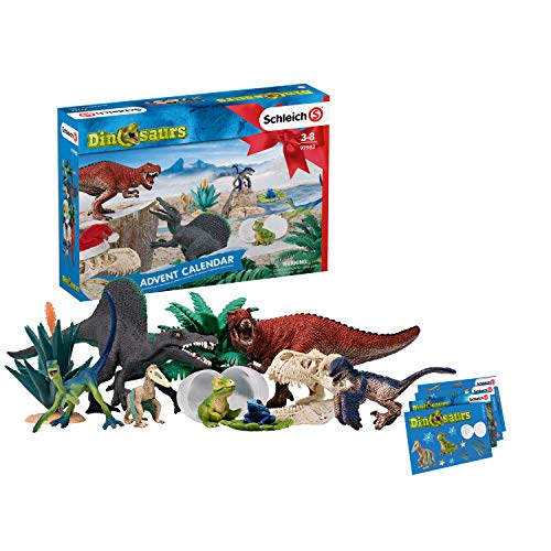 Schleich- Calendario de Adviento 2019, Colección Dinosaurios, Color azul (97982)