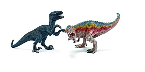 Schleich- Colección Dinosaurios Set figuras Tiranosaurio Rex y Velociraptor, Color (42216)