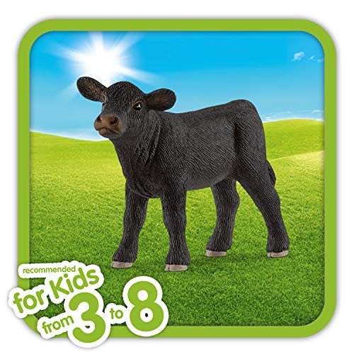 Schleich- Figura de Ternero Black Angus, Colección Farm World, Multicolor, 8 cm (13880)