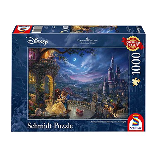 Schmidt Spiele Rompecabezas Marca Modelo 59484 de la línea de La Bella y la Bestia de Disney - Baile a la luz de la Luna