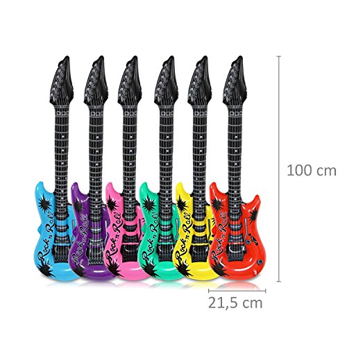 Schramm® 6 Piezas de Guitarras de Aire de Color 100cm en 6 Colores Air Guitar Air Guitar Inflable 6-Pack