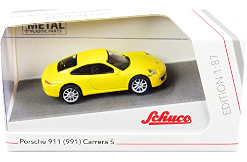 Schuco Porsche 911 Carrera S Coupe Version (991), con Interior Negro, Modelo de Coche, Escala 1:87, Amarillo (452659900)