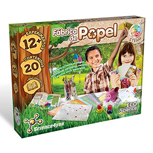 Science4you-Fábrica de Papel – Juegos y Juguetes Cientifico Incluye 12+ Experimentos y Libro Educativo-Regalo Original Niñas +6 Años, Multicolor (80002251)