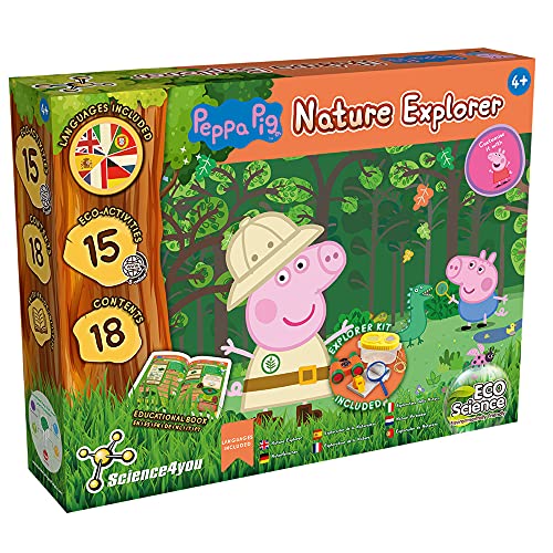 Science4you - Kit Explorador Peppa Pig Niños 4 Años - Kit Ciencia con +15 Eco Actividades: CREA un Hormiguero, Utiliza la Lupa y Prismaticos para Niños, Juegos Educativos para Niños 4-8 Años, 80003262