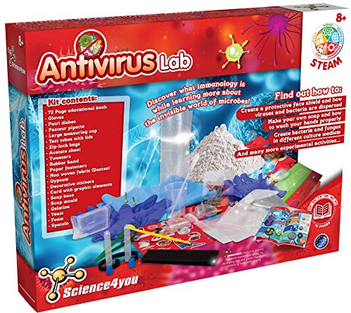 Science4you - Laboratorio Antivirus Juego de Experimentos para Niños 8+ años - Hace Jabones y Crea bacterias y hongos - Kit Manualidades y Laboratorio de Quimica - Juguete para Niños y Niñas 8-12 años