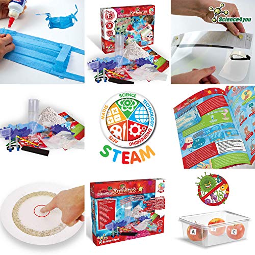 Science4you - Laboratorio Antivirus Juego de Experimentos para Niños 8+ años - Hace Jabones y Crea bacterias y hongos - Kit Manualidades y Laboratorio de Quimica - Juguete para Niños y Niñas 8-12 años