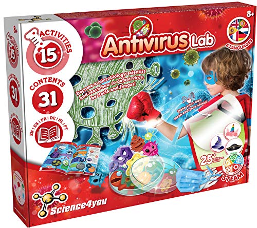 Science4you - Laboratorio Antivirus Juego de Experimentos para Niños 8+ años - Hace Jabones y Crea bacterias y hongos - Kit Manualidades y Laboratorio de Quimica - Juguete para Niños y Niñas 8-12 años