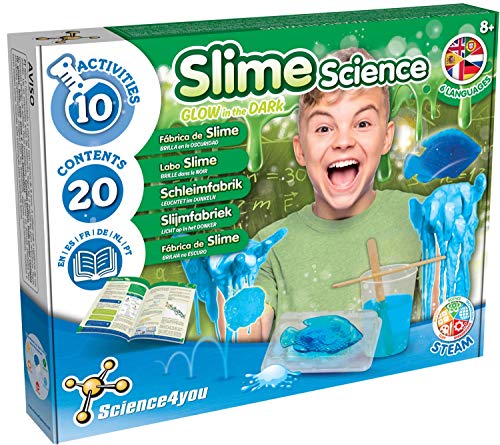 Science4you - Primer Fabrica de Slime para Niños 8 Años, Kit para Hacer Slime con 10 Experimentos para Niños: Pelota Saltarina, Platillina Inteligente, Laboratorio de Quimica, Juegos Educativos 8 Años