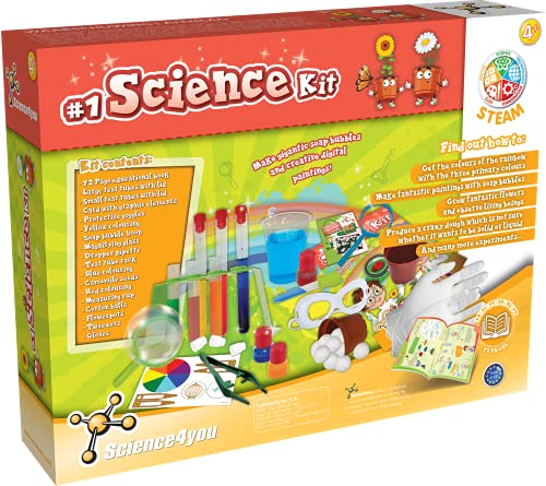 Science4you - Primer Kit de Ciencias para Niños 4 Años - 26 Experimentos para Niños 4 Años: Burbujas de Jabon, Set Jardineria Infantil y Laboratorio de Colores, Juegos Educativos para Niños 4-7 Años