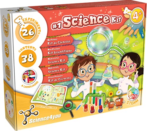 Science4you - Primer Kit de Ciencias para Niños 4 Años - 26 Experimentos para Niños 4 Años: Burbujas de Jabon, Set Jardineria Infantil y Laboratorio de Colores, Juegos Educativos para Niños 4-7 Años